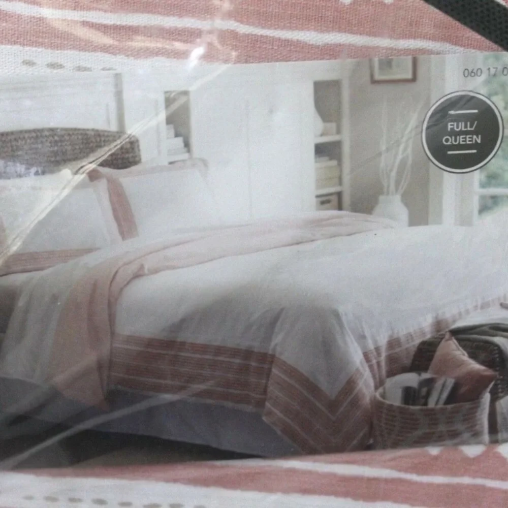 THRESHOLD 3 PIECE CORAL BORDER PRINT DUVET SET